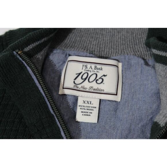 Jos A Banks Green Waffle Knit 1/4 Zip Sweater LS Men's XXL Cotton Wool Blend - Picture 4 of 9